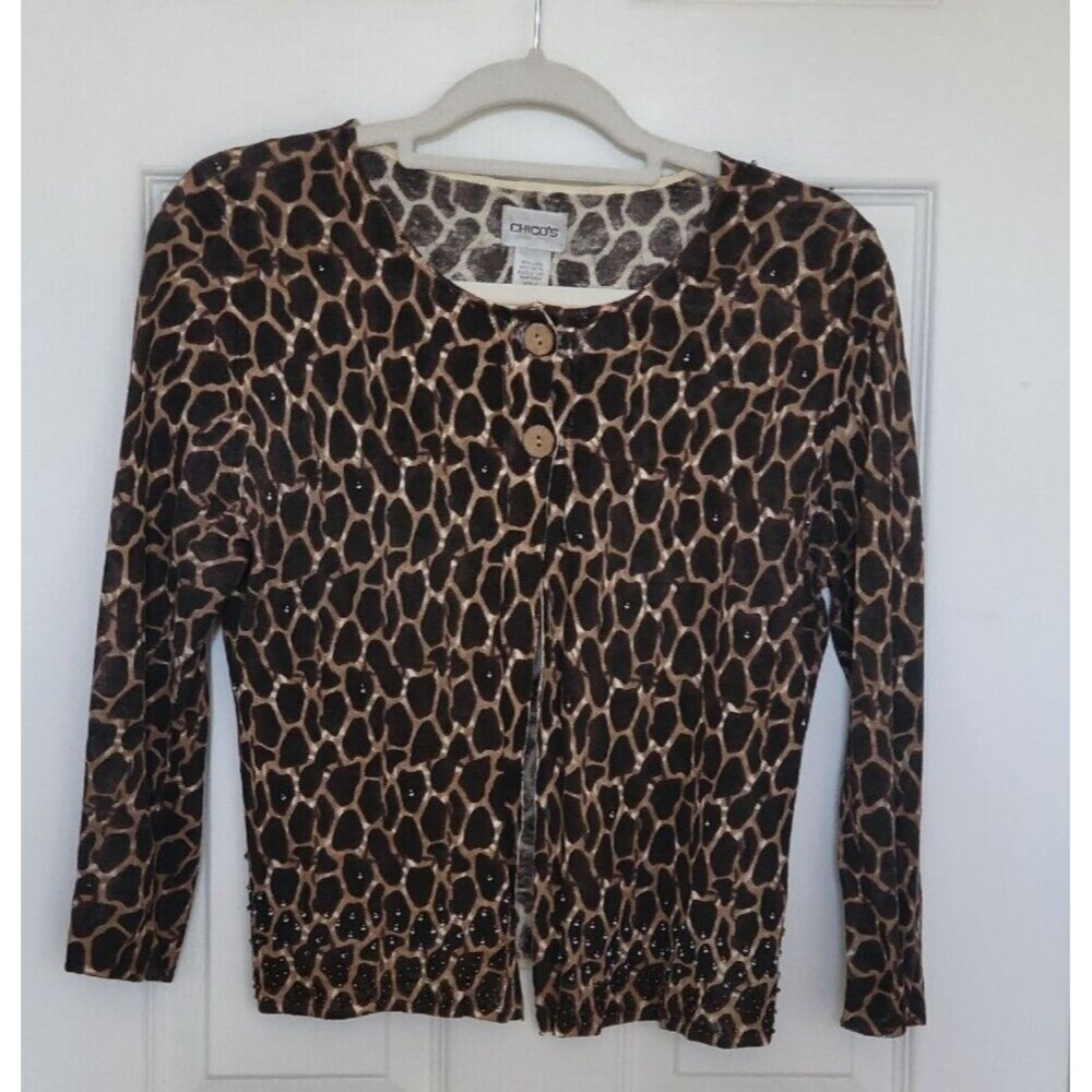 Chico's Animal Print Cardigan Size 4 (Chico's Size 0)